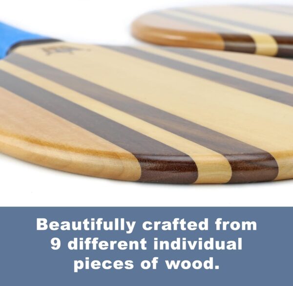 Frescobol Paddle Ball Set (Beach Stripes) - Comes with 2 Paddles, 2 Balls & Canvas Drawstring Bag