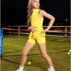 Perfashion Girls Tennis Dress 1/4 Zip Golf Outfit Built-in Bra & Shorts Athletic Dress Workout and Pockets 4-13Y