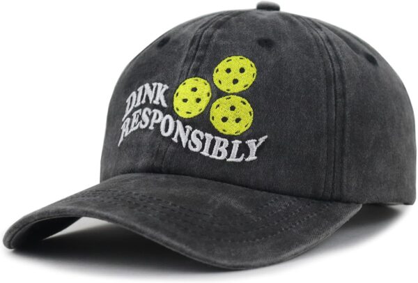 Pickleball Hats for Men Women, Adjustable Embroidered Cotton Dink Responsibly Pickleball Baseball Cap