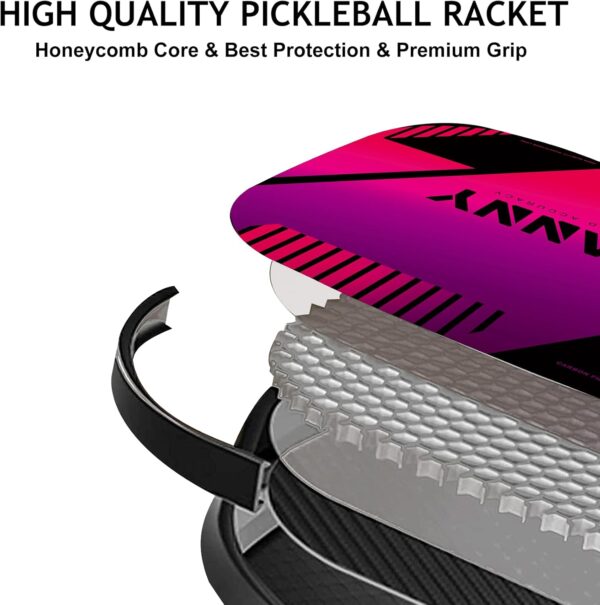 Graphite Pickleball Paddles Set- Premium Rackets Fiber Face & Polymer Honeycomb Core Pickleball Set Includes Pickleball Paddles + Pickleball Balls+ Replacement Soft Grip + 1 Bag