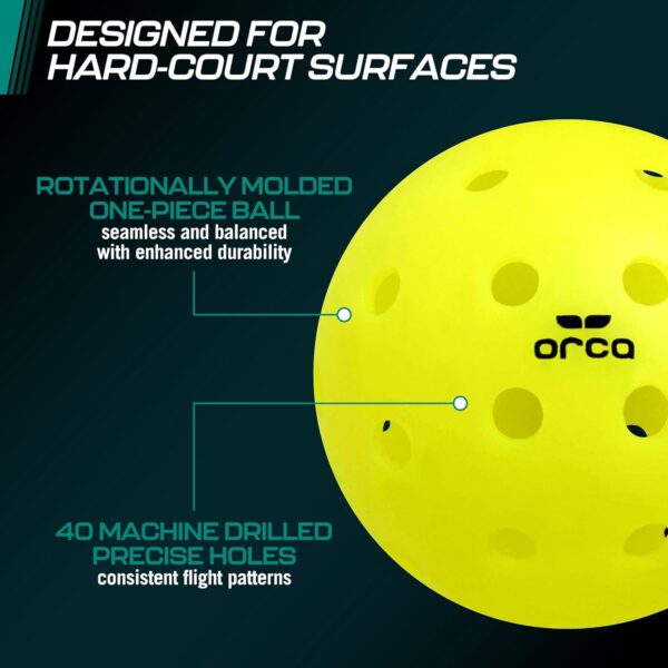 Orca 6 Pack Pickleballs Indoor or Outdoor, USAPA Approved Official Size Crack-Resistant Balls, with 1-Year No-Crack Warranty Perfect for Tournaments