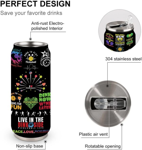 Pickleball Tumbler Cup Travel Mug With Lid,Pickleball Lover Birthday Gifts Stainless Steel Vacuum Coffee Mug Cup Pickleball Gifts For Women Men 17 Oz