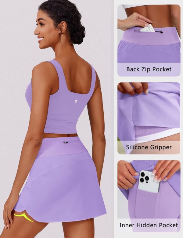 PINSPARK Golf Skorts for Woman High Waisted Athletic Skorts with Pockets Silicone Grippers Tennis Skirts for Pickleball