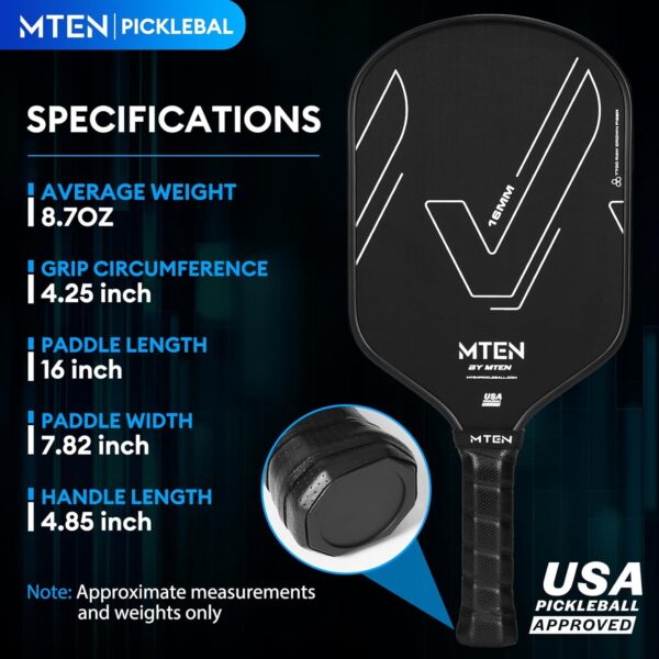 Pickleball Paddles, Raw Carbon Fiber Pickleball Paddle, USAPA Approved T700 Pickleball Rackets, 16MM Thermoformed Carbon Fiber Core, Black Fiberglass Paddles Designed