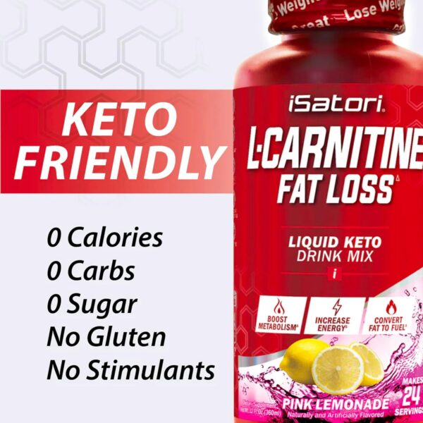 iSatori L-Carnitine 1500, Triple-Blend Liquid L Carnitine Supplement, with Acetyl & Tartrate, Stimulant Free Energy, No Calories, Sugar or Gluten, Keto-Friendly, Pink Lemonade (24 Servings)