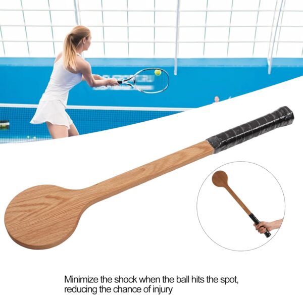 Wooden Tennis Sweet Point Trainer, Tennis Pointer Racket Spoon Training Aid Accessory for Swing Practice with Storage Bag
