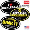 Pickleball Car Magnets - 3 Pack (Includes one of Each Design) - 6"x4" Magnets - Made in USA - for Indoor or Outdoor use.