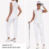 MoFiz Women Racerback Sleeveless Golf Polo Shirts V-Neck Collarless Tennis Running Tank Tops Quick Dry Athletic Casual