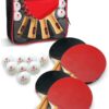ESPN Ping Pong Paddles (Set of 4) and 3 Star Ping Pong Balls (Set of 8) with Travel Case, Ideal for Kids Games, Family Games, and Game Night