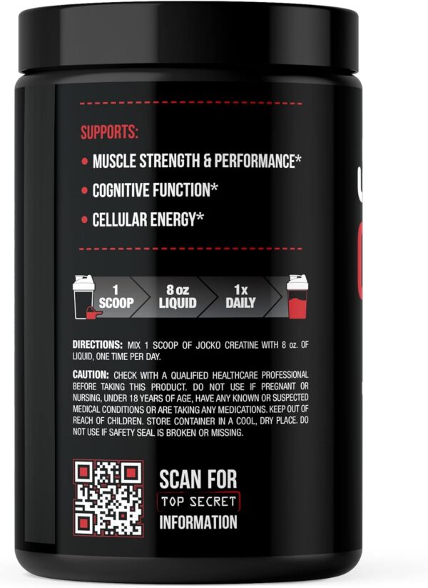 Jocko Fuel Creatine Monohydrate Powder - Creatine for Men & Women, Supplement for Athletic Performance & Muscle Health, 90 Servings 16 oz (Unflavored) (16 OZ JAR)