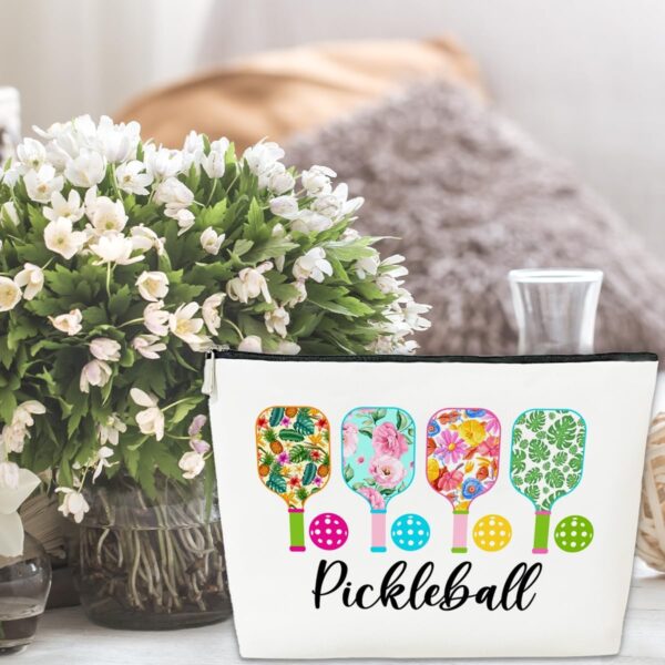 JioJio Chan Pickleball Lover Gift Makeup Bag, Pickleball Player Stuff, Thank You, Birthday Gifts for Women, Coach, Sister, Teen, Daughter, Bff, PU Leather Makeup Cosmetic Bag