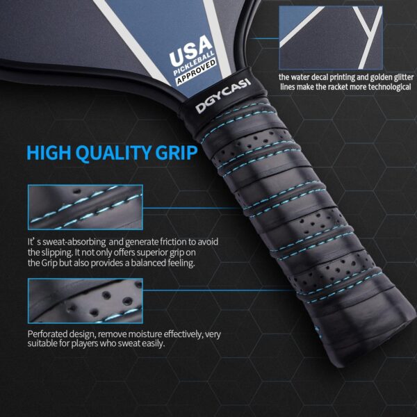 YC DGYCASI Pickleball Paddles Set of 2, USAPA Approved Carbon Fiber Surface Pickleball Set, Lightweight Pickle Ball Rackets 2 Pack, 2 Outdoor Pickleball, 2 Indoor Pickleball, 1 Pickleball Bag