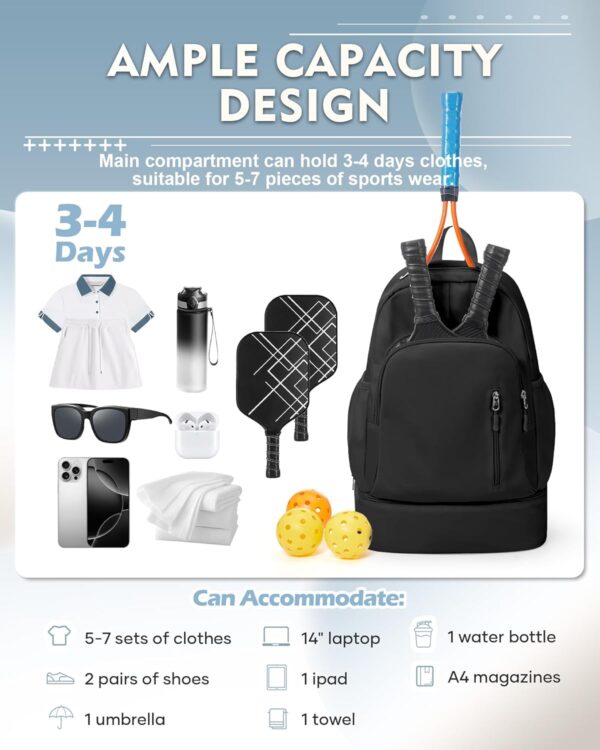 Gym Backpack for Women with Shoes Compartment, waterproof Sports Backpack with Dry Wet Separated Pocket, Cheer Sports Backpack Set, Gym Bags for Fitness Yoga Travel, Black