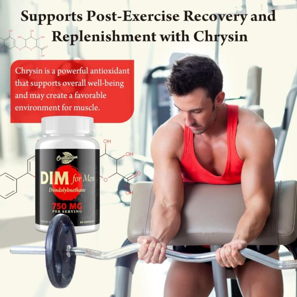 DIM for Men 750MG – Hormone Balance, Estrogen Support for Men, DIM Supplement, Detox, Vitality & Fitness Performance–Chrysin & Black Pepper Extract, 60 Capsules (2 Bottle)