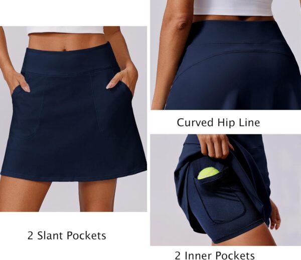 PINSPARK 18" Golf Skorts for Woman High Waisted Tennis Skirt UPF 50+ Athletic Skort Skirts with 4 Pockets Workout Pickleball