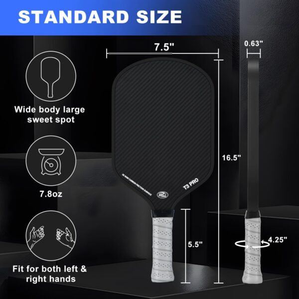 YYP Pickleball Paddles, 3K Raw Carbon Fiber Pickleball Paddle with High Grit & Spin, Ultra-Light Design, 16MM Polypropylene Honeycomb Core, Perfect for Professional Players