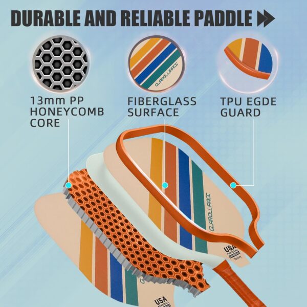 Pickleball Paddles Set of 2 | 4 Pickleball Rackets,USAPA Approved Pickleball Set of 2 | 4 Pickle Ball Paddles,Fiberglass Surface & 13 mm PP Honeycomb Core,4 Indoor & Outdoor Balls,1 Bag