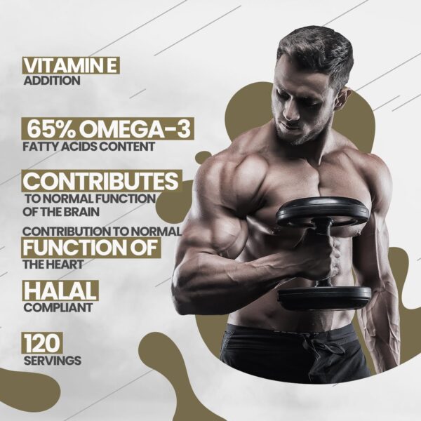 Gold Omega 3 Sport Edition - Pack of 120 Capsules, Quality Omega 3, Immunity Booster Cold-Water Fish Oil Ensuring 65% Content for Optimal Performance Ideal for Athletes