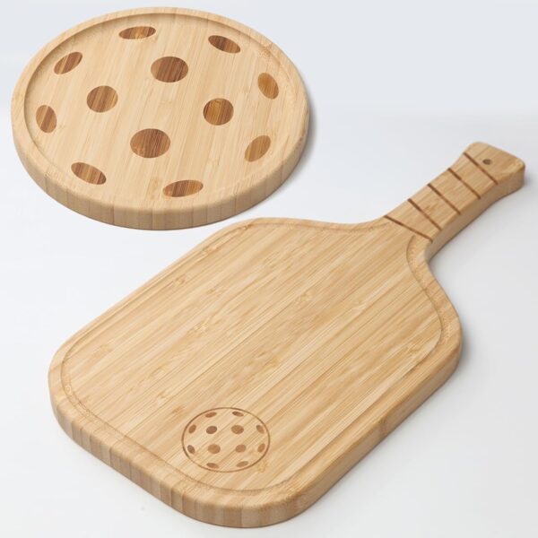 Pickleball Charcuterie Boards Set, Cheese Board with Handle 17"x8.5"+ Plate 8.5", Serving Tray & Cutting Board Set for Pickleball Fans Club Gatherings, Gifts for Pickleballs Lovers