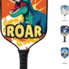 Kids Dinosaur Pickleball Paddle - Lightweight Fiberglass for Children Under 12 (0.37 lbs) - Small Grip for Easy Handling - Junior Youth Paddle
