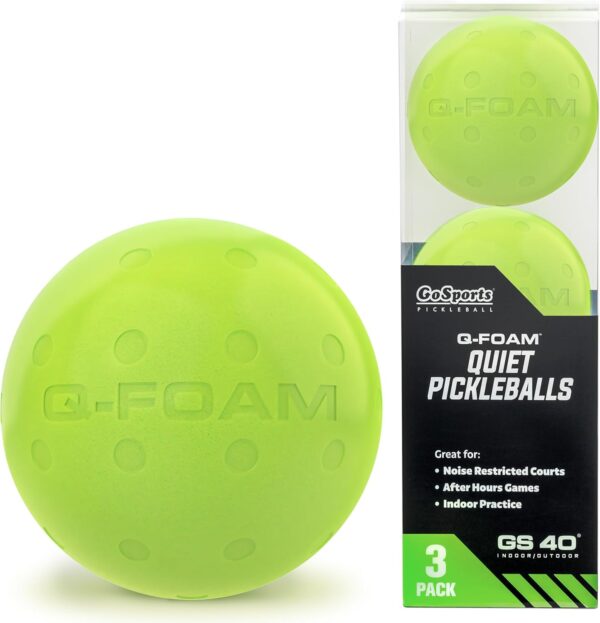 GoSports GS 40 Q-Foam Pickleballs - Quiet Foam Balls for Indoor or Outdoor Practice - 3 Pack