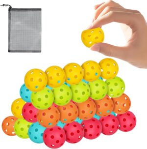 Mini Pickleball Balls 50-Pack with 5 Bright Colors - Soft Quiet Pickleball Balls for Improve Accuracy, Paddle Control & Reflex Skills - Essential Pickleball Training Tools for All Players