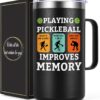 Lifecapido Pickleball Gifts, Playing Pickleball Improves My Memory 20 oz Insulated Coffee Mug, Pickleball Gifts for Men, Birthday Christmas Gifts for Pickleball Players, Pickleball Lovers, Black