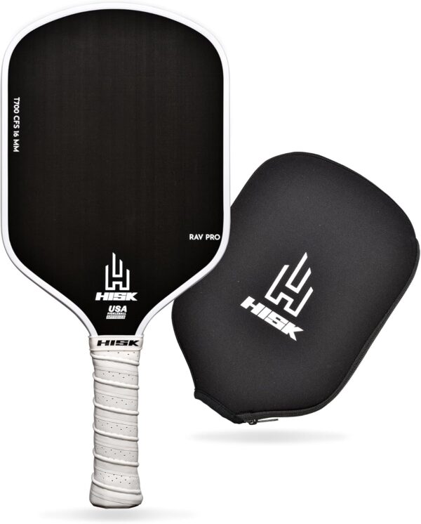 RAV PRO Pickleball Paddle - Ultimate HIGH END 16mm Japanese Toray T700 Raw Carbon Fiber CFS w/Excellent GRIT Roughness Texture, Aero Dynamic Curve, USAPA Approved, Non Slip Grip