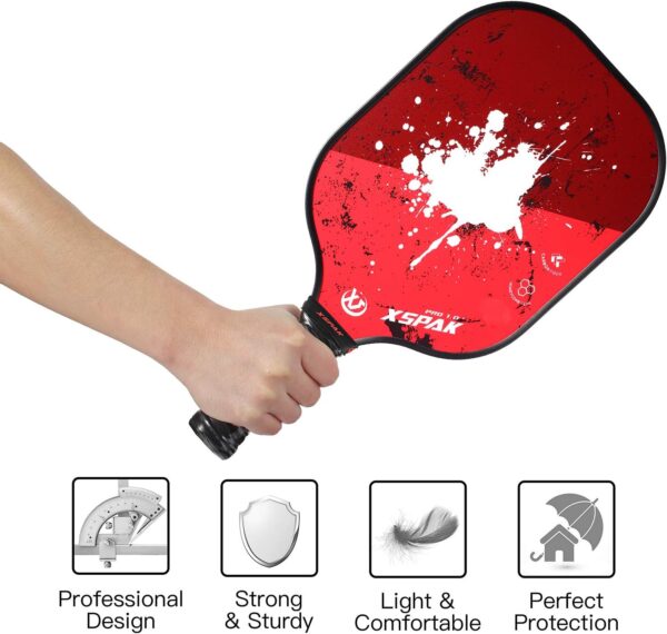 XS XSPAK Pickleball Paddles Sets, USAPA Graphite Face/Carbon Fiber and Polypropylene Honeycomb Core, Anti-Slip Sweat-Absorbing Soft Cushion Grip, Pickleball Set of 2 with 2-4 Balls and 1 Bag/Backpack