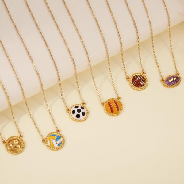 Softball Necklace for Women Basketball Soccer Ball Necklace for Teen Girls Softball Mom Volleyball Football Pickleball Necklaces Basketball Baseball Football Accessories Must Haves Adjustable Gold Plated Pendant Necklaces Game Day Team Gifts Jewelry