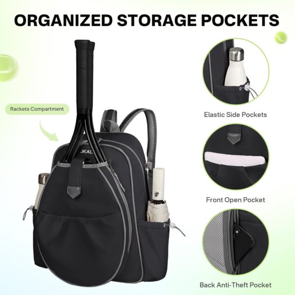 Tennis Bags for Women, Waterproof Tennis Sling Crossbody Backpack Holds 2 Rackets Tennis Racket Bag for Pickleball & Badminton