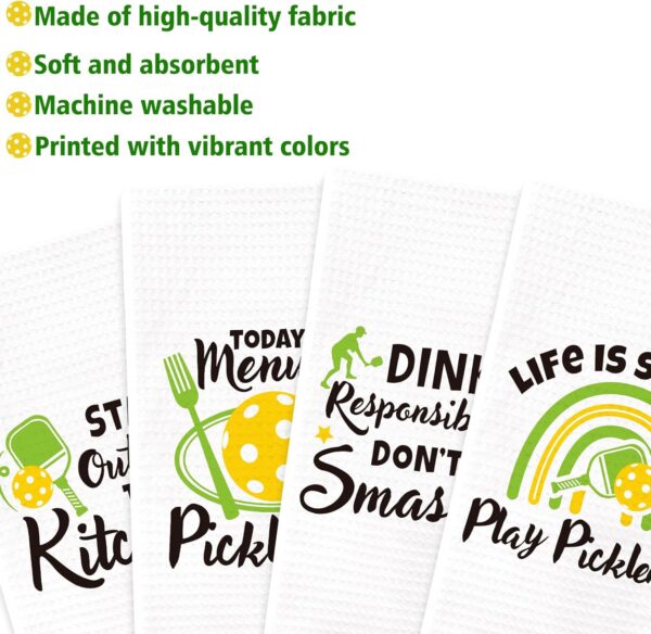 Vansolinne Pickleball Gift Christmas Pickle Ball Gift Kitchen Towels Set of 4 Dish Towels White Kitchen Hand Towels Kit Novelty Gifts for Sports Player Coach Teacher Dad Mom