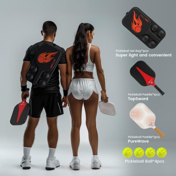 Pickleball Paddles Set of 2 T700 Carbon Fiber USAPA Approved Rackets 4 Outdoor Balls 1 Fashion EVA Carry Bag Hard Case, Core 16MM High Performance Long Grip Starter Kit for Partners Couples Beginners
