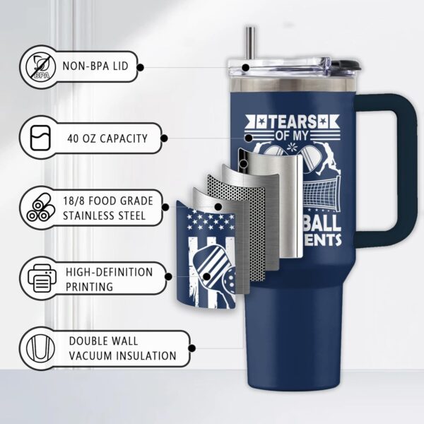 Pickleball Gifts, 40 Oz Tears of My Pickleball Oppnents Laser Engrave Tumbler with Handle & Straw, Sports Gift for Men, Gift for Sports Lovers, Pickleball Tumbler, Gifts for Fathers Day