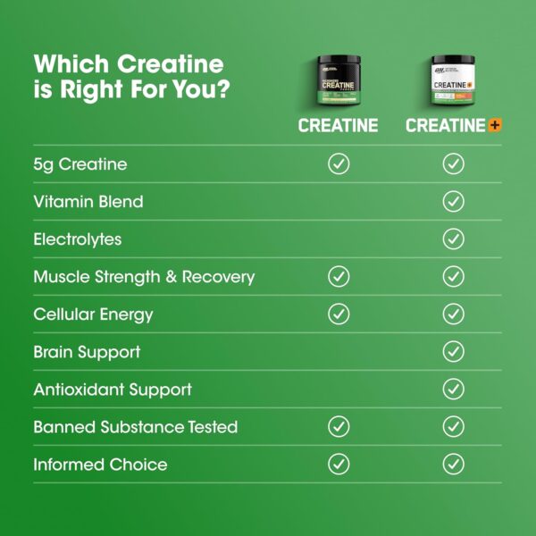 Optimum Nutrition Creatine Monohydrate Plus Powder, Orange Passionfruit Flavored Creatine Performance Blend With Electrolytes for Hydration, Added Vitamins, 40 Servings, 360 Grams (Packaging May Vary)