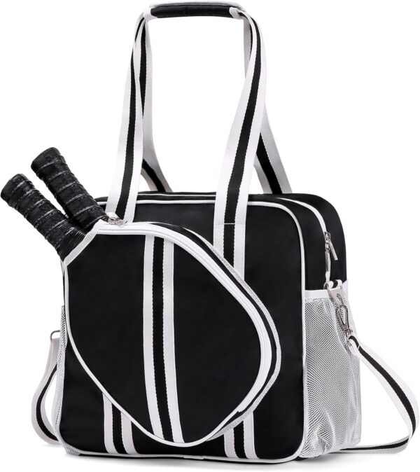 Pickleball Bag, Pickleball Tote Bag with Zipper & Adjustable Shoulder Strap