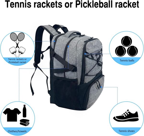 WOLT Tennis Bag - Large Tennis Racket Backpack for Men & Women - Ventilated Shoe Compartment - Holds 2 Rackets