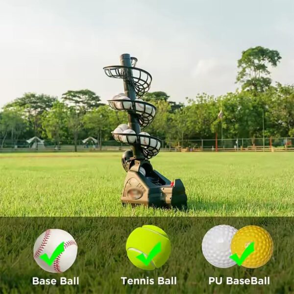 2 in 1 Baseball & Tennis Ball Launcher Machine - Pickleball Machine Tennis Ball Machine - Portable Thrower Server - PAdjustable Launching Angle and Interval - AC/Batteries Powered