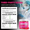 Creatine Monohydrate Gummies 5000mg for Men & Women, Gomitas de Creatina 5g Creatine Monohydrate, 0g Sugar Chewables Creatine Pre-Work Out for Muscle Strength, Vegan,120 Count (120 Count, Strawberry)