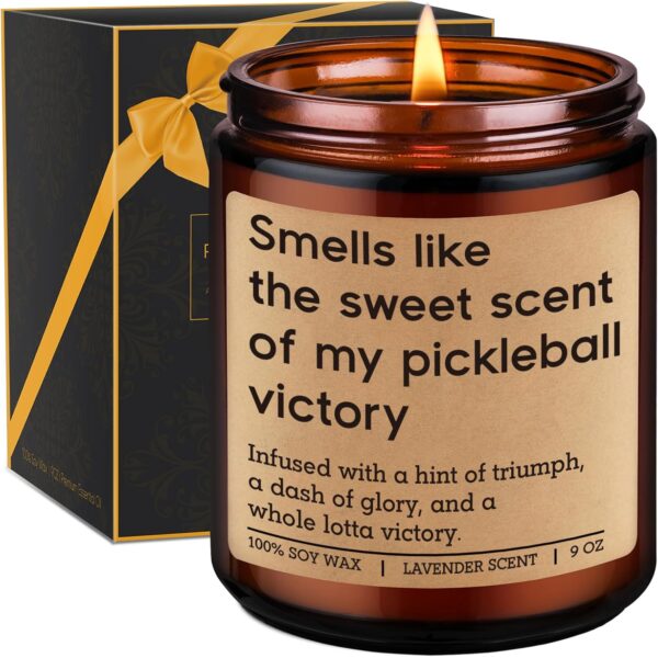 GSPY Scented Candles - Pickleball Gifts for Women, Men - Pickle Ball Accessories, Funny Sports Gifts for Pickleball Lovers, Players - Funny Mothers Day, Birthday Present for Dad, Mom, Best Friend