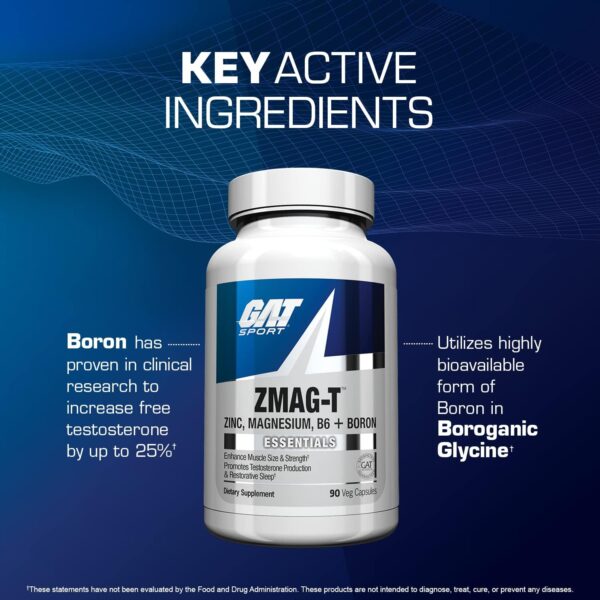 GAT Sport Essentials ZMAG-T Zinc, Magnesium, B6 + Boron, 90 Veg Capsules
