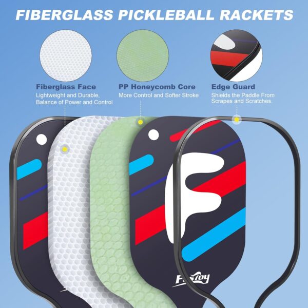 Fostoy Portable Pickleball Net with Wheels, Pickleball Set with 4 Fiberglass Paddles & 6 Pickleballs, Carry Bag, for Backyards Driveways and Garages