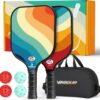 VINSGUIR Pickleball Paddles Set of 2, USAPA Approved Fiberglass Surface Pickleball Set with 2 Rackets, Balls & Stylish Bag, Ideal Gift for Women