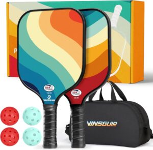 VINSGUIR Pickleball Paddles Set of 2, USAPA Approved Fiberglass Surface Pickleball Set with 2 Rackets, Balls & Stylish Bag, Ideal Gift for Women