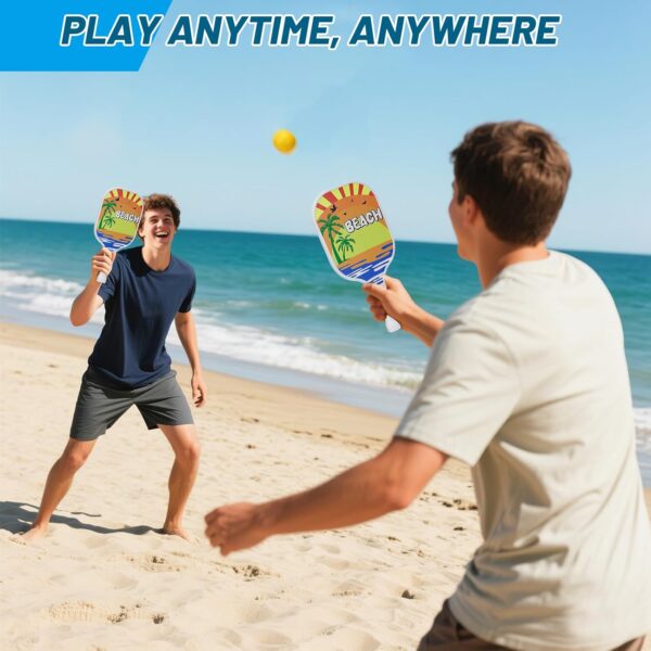 New Twist Beach Pickleball Set -Including 2 Racquets, 3 TPR Balls, 6 Fast Birdies,2 Slow Birdies,Summer Rackets Game for Adults Kids Family Play, Small
