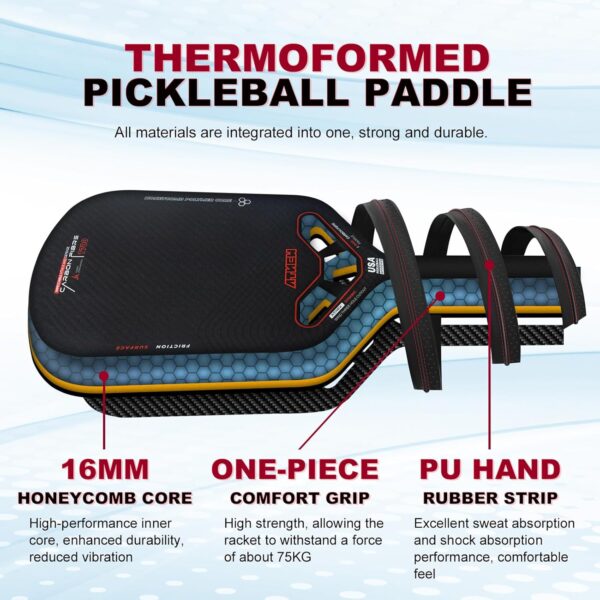 Pickleball Paddles T700 3K Carbon Fiber Picklebll Paddle with Aero Throat Edgeless Designed 16MM Thermoformed Pickleball Racket USAPA Approved
