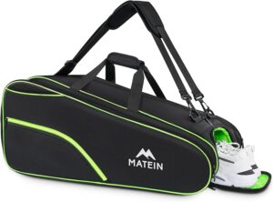 MATEIN Tennis Bag 6 Rackets, Extra Large Protective Convertible Racquet Bag with Shoes Compartment for Men Women, Racket Backpack with Cooler Pocket & Removeable Shoulder Strap for Sport Equipment
