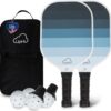 2025 USAPA Pickleball Paddles Set of 2 - Carbon Fiber Pickleball Paddles with High Grit Textured Surface - 2 Outdoor Balls, 2 Indoor Balls, 2 Ball Retrievers, Waterproof Case