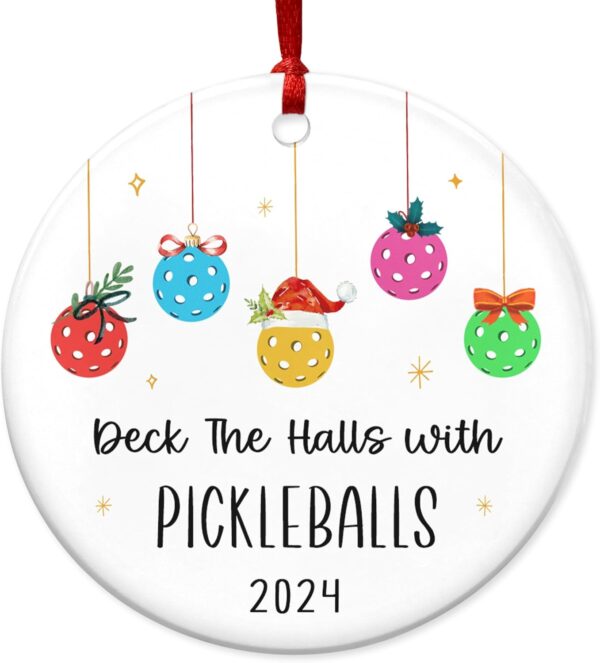FLAGWIX Pickleball Gifts - Christmas Ornaments 2024 - Ceramic Ornaments for Women, Friends, Pickleball Lovers - Tree Decoration
