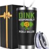 Lifecapido Dink Responsibly 20 oz Insulated Tumbler With Lid - Pickleball Gift for Players, Lovers, Coach - Birthday - Black